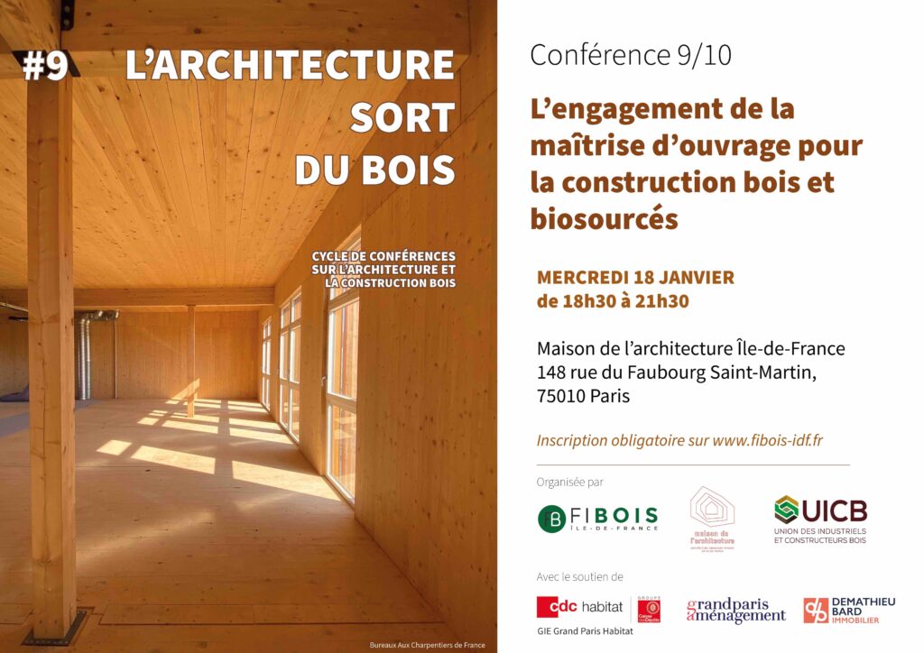 Affiche de la conférence 9 du cycle "L'architectre sort du bois"
