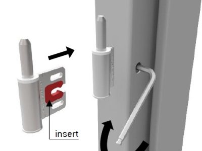 Paumelle avec insert surmoulé pour porte à recouvrement